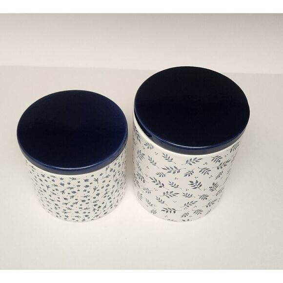 Kirkland's Home Blue Blooms 2pc Floral Canister - Picture 2 of 9
